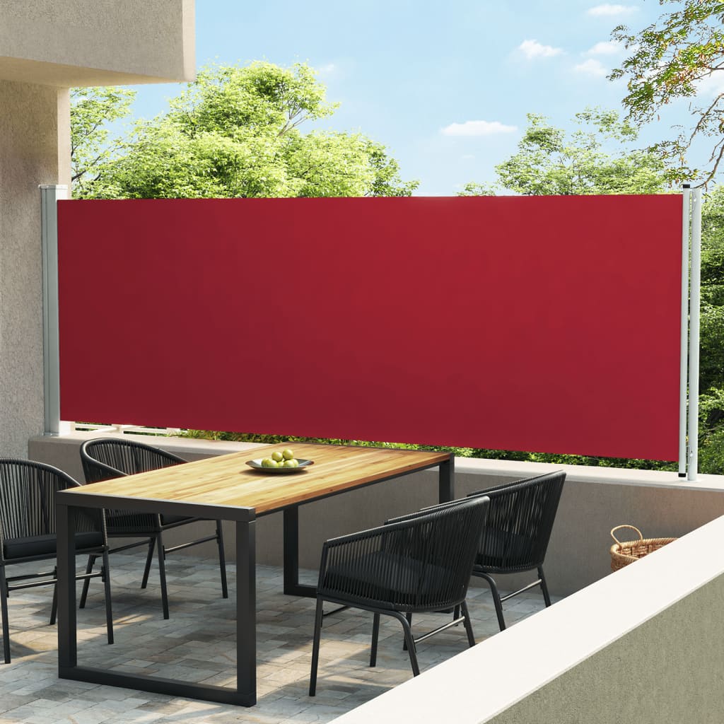 Tenda da Sole Laterale Retrattile per Patio 160x600 cm Rossa - homemem39