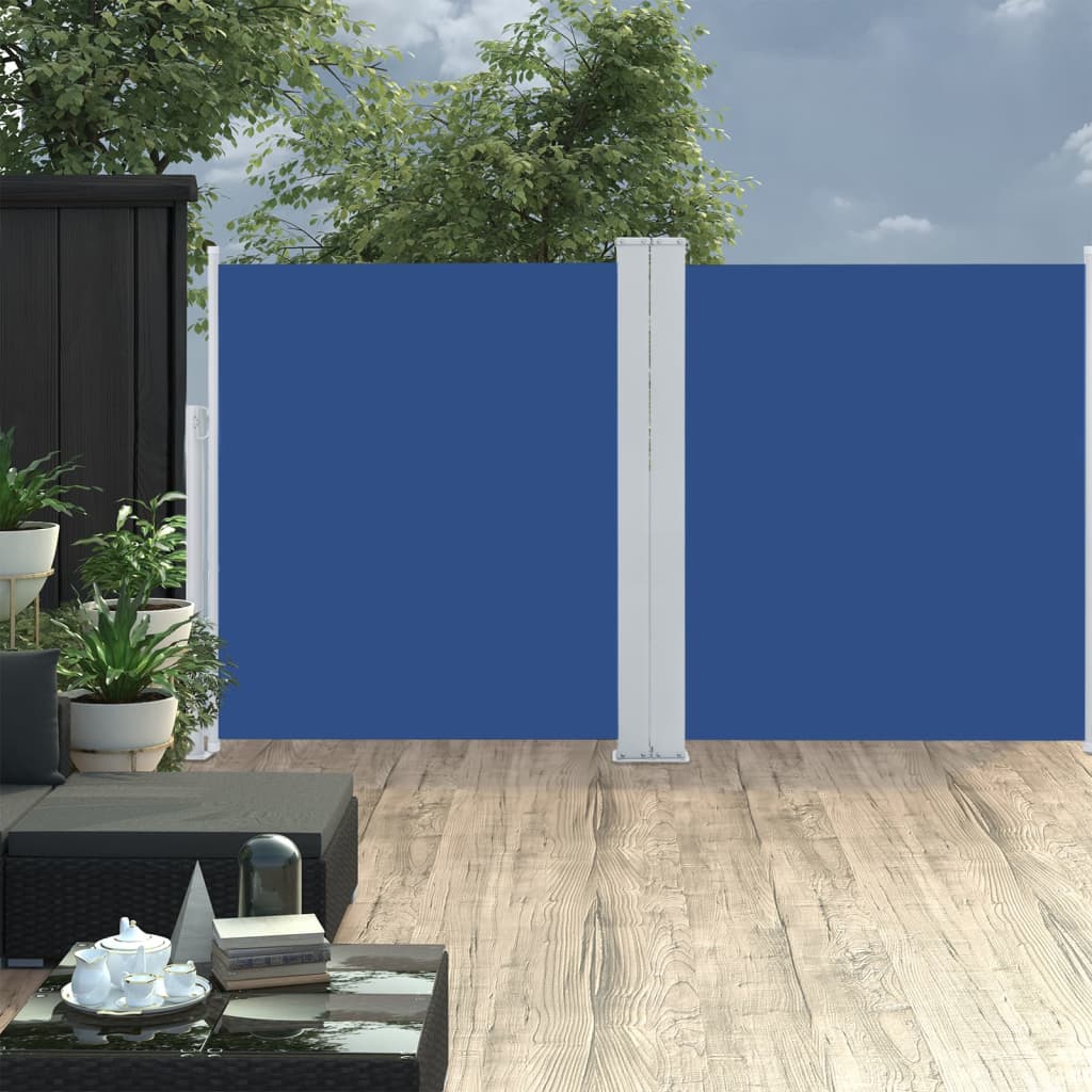 Tenda da Sole Laterale Retrattile Blu 160x600 cm - homemem39