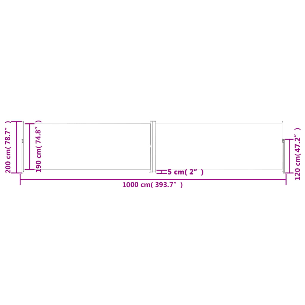 Tenda da Sole Laterale Retrattile Antracite 200x1000 cm - homemem39