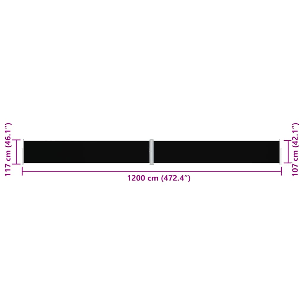Tenda Laterale Retrattile Nera 117x1200 cm | homemem39
