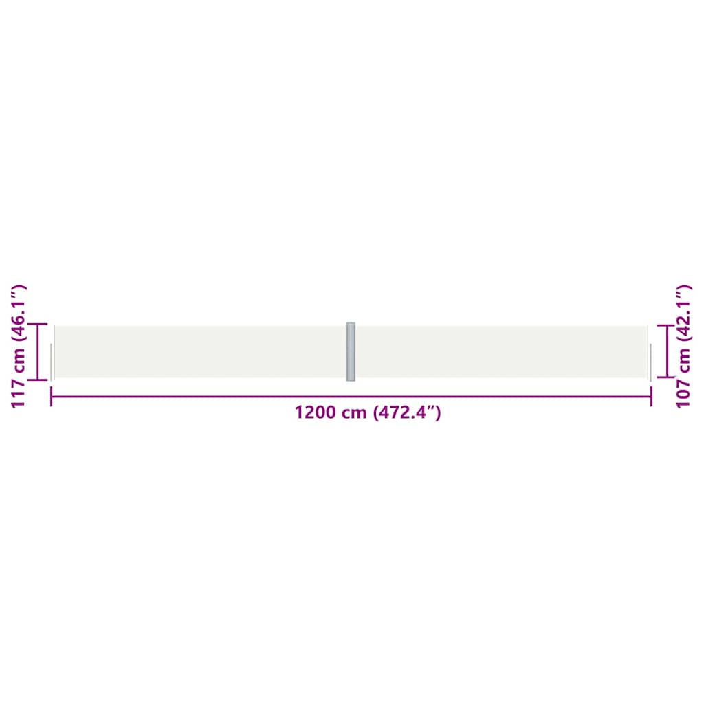 Tenda Laterale Retrattile Crema 117x1200 cm - homemem39