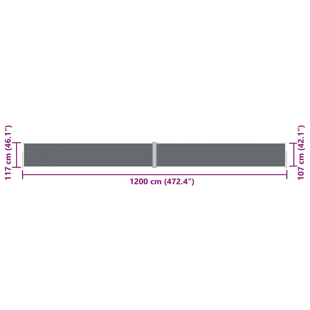 Tenda Laterale Retrattile Antracite 117x1200 cm | homemem39