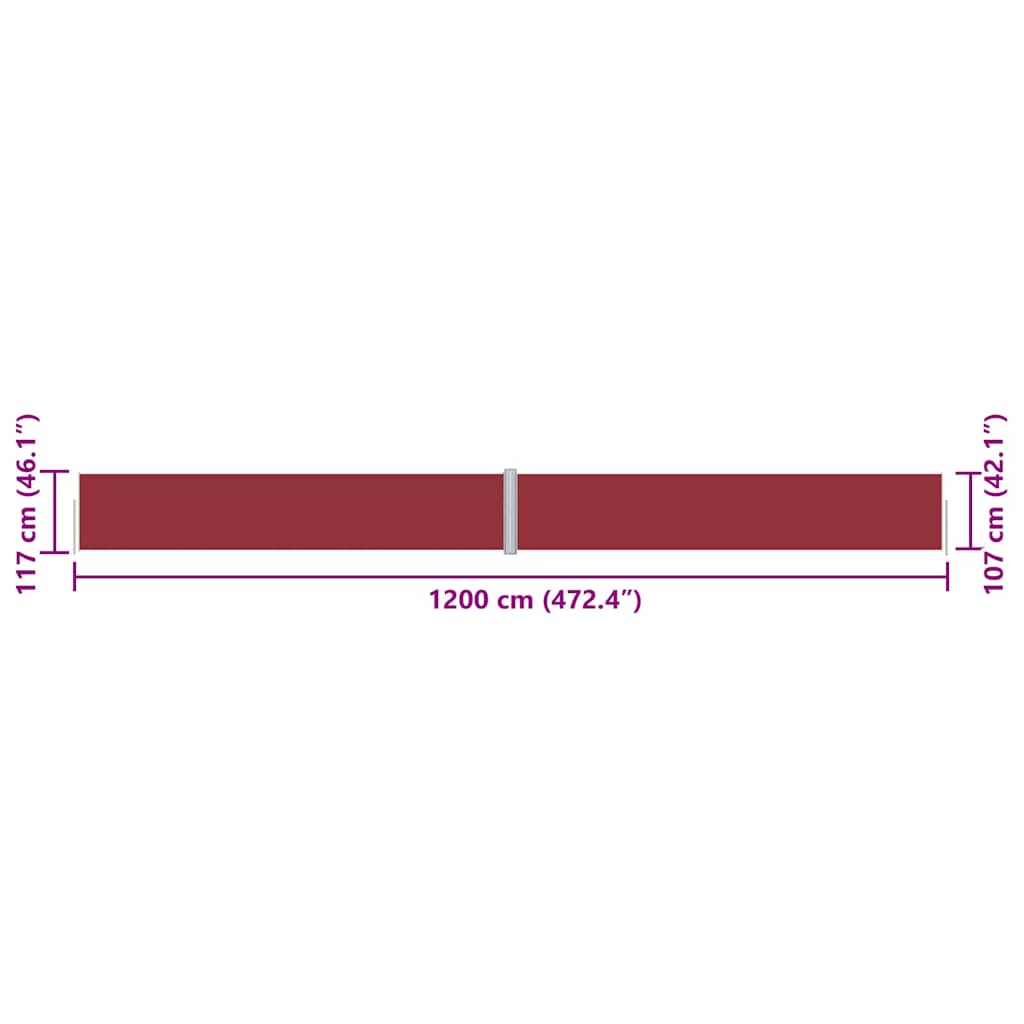 Tenda Laterale Retrattile Rossa 117x1200 cm | homemem39