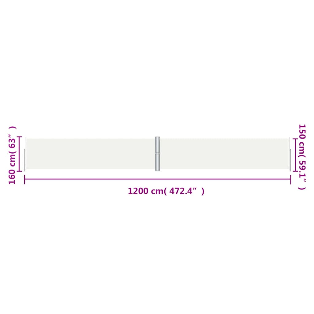 Tenda da Sole Laterale Retrattile Crema 160x1200 cm | homemem39