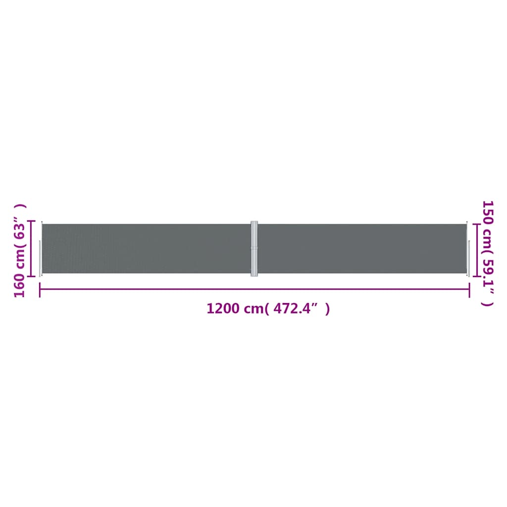 Tenda da Sole Laterale Retrattile Antracite 160x1200 cm | homemem39