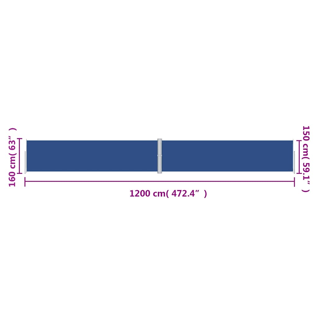 Tenda da Sole Laterale Retrattile Blu 160x1200 cm | homemem39