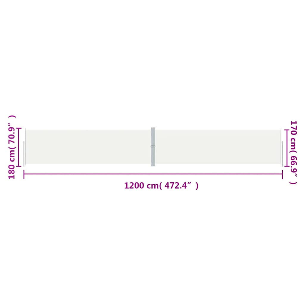 Tenda da Sole Laterale Retrattile Crema 180x1200 cm | homemem39
