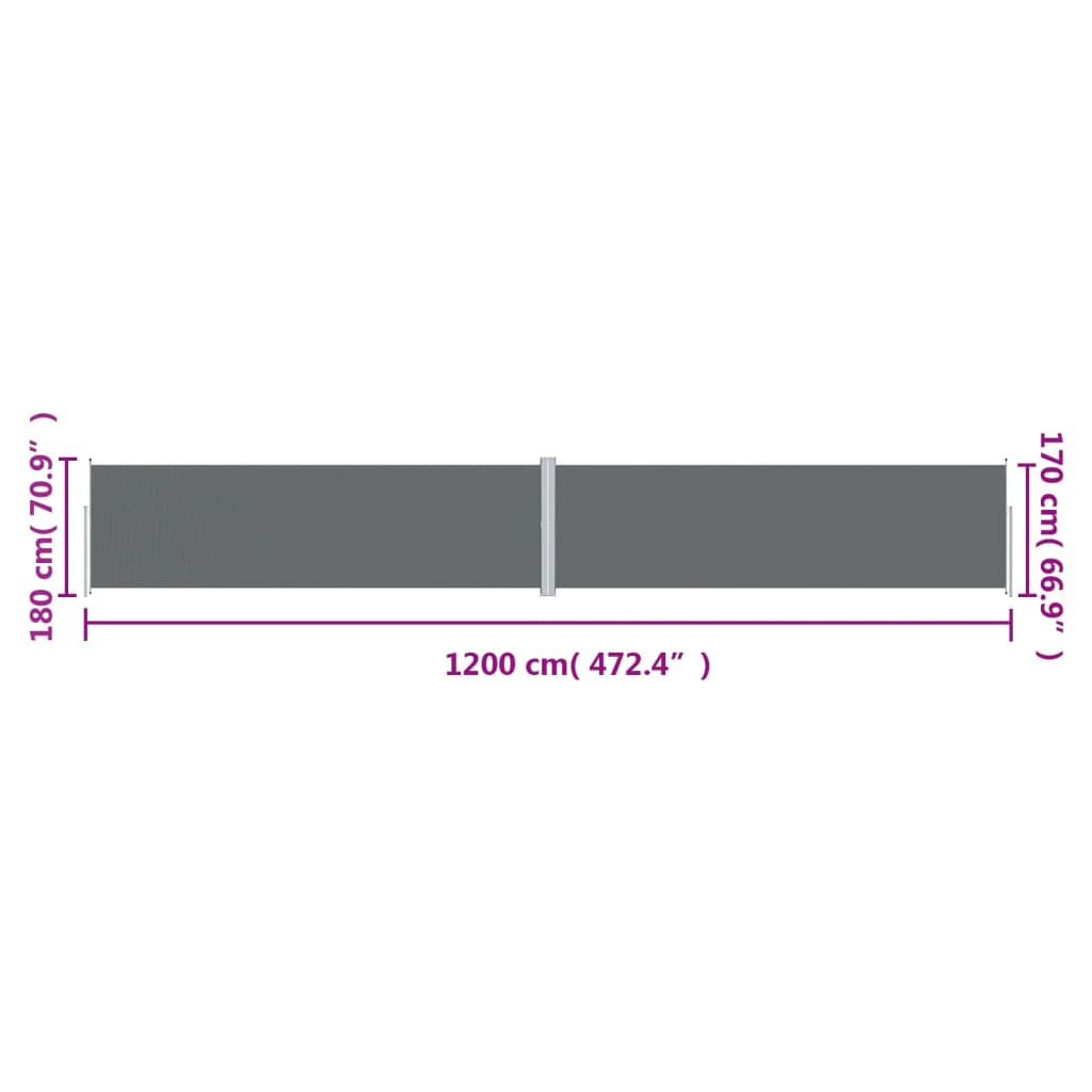 Tenda da Sole Laterale Retrattile Antracite 180x1200 cm | homemem39