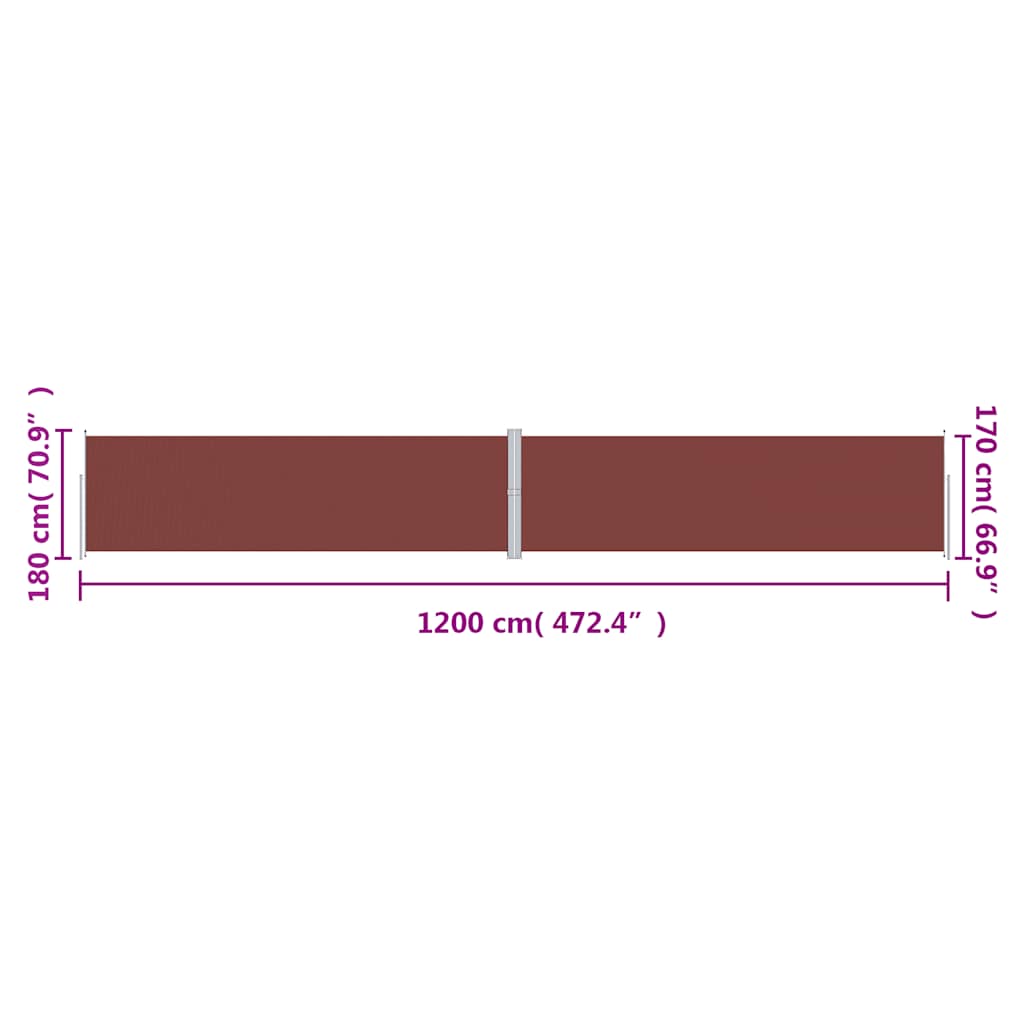 Tenda da Sole Laterale Retrattile Marrone 180x1200 cm | homemem39