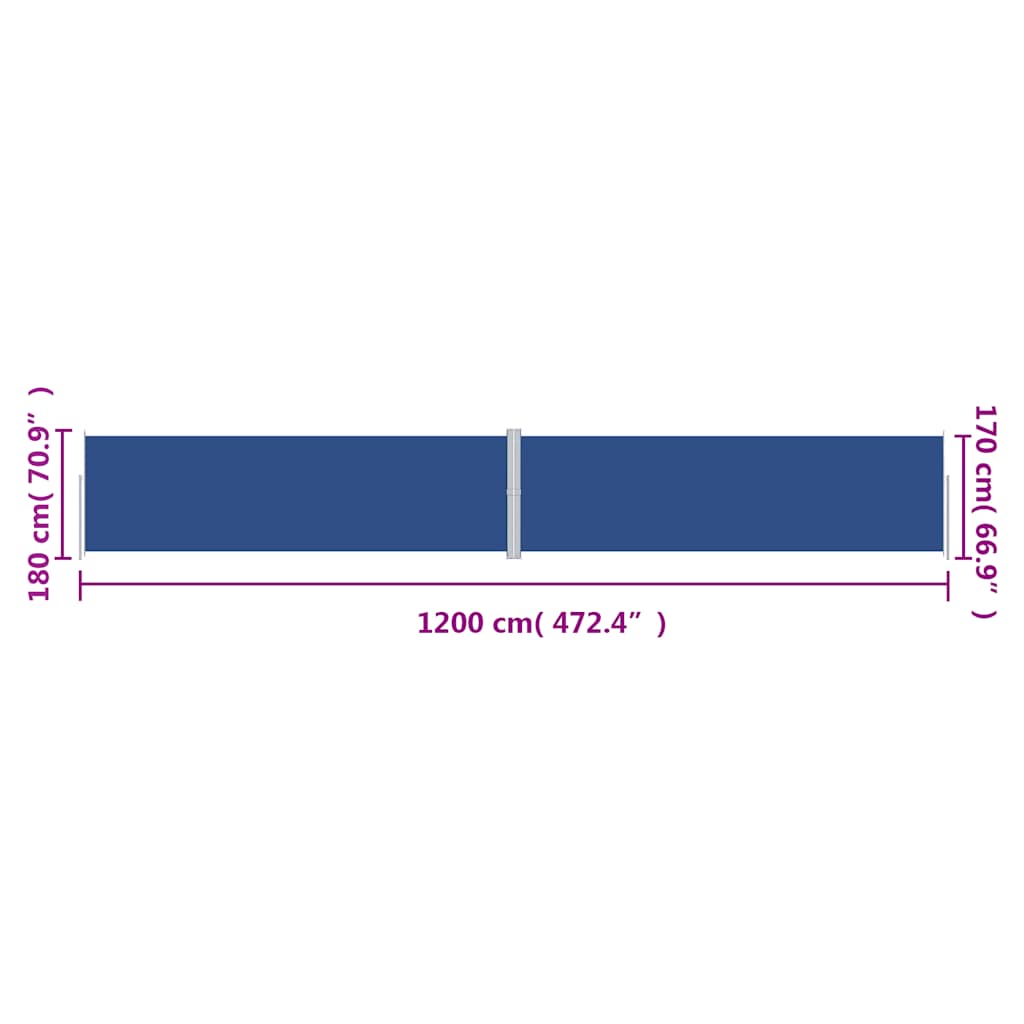 Tenda da Sole Laterale Retrattile Blu 180x1200 cm | homemem39