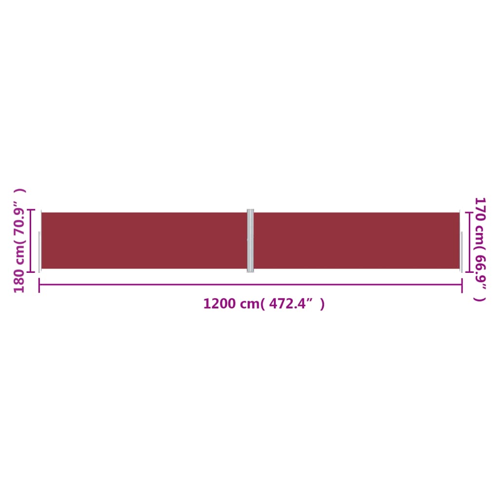 Tenda da Sole Laterale Retrattile Rossa 180x1200 cm - homemem39