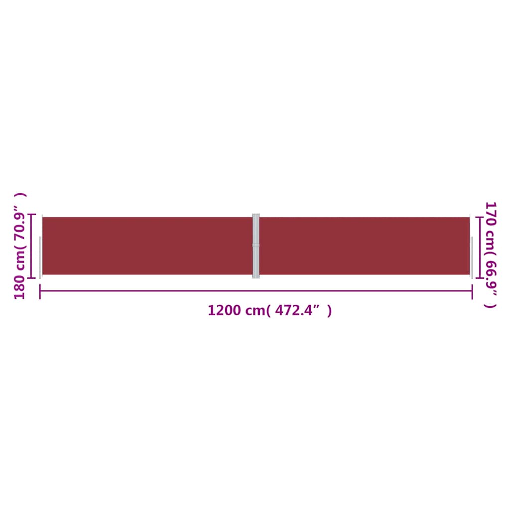 Tenda da Sole Laterale Retrattile Rossa 180x1200 cm | homemem39