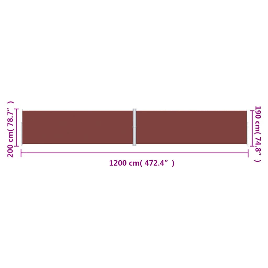 Tenda da Sole Laterale Retrattile Marrone 200x1200 cm | homemem39