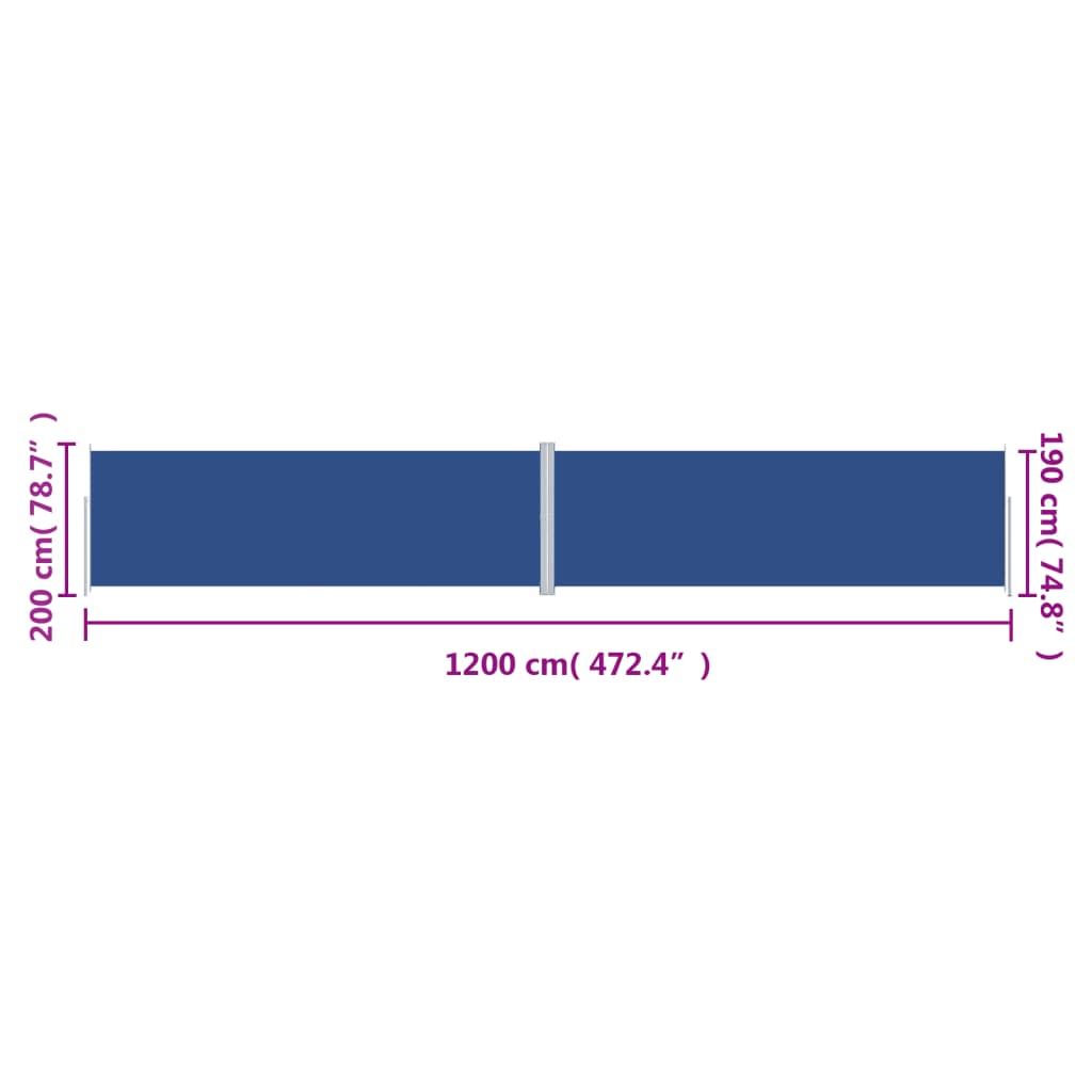 Tenda da Sole Laterale Retrattile Blu 200x1200 cm - homemem39