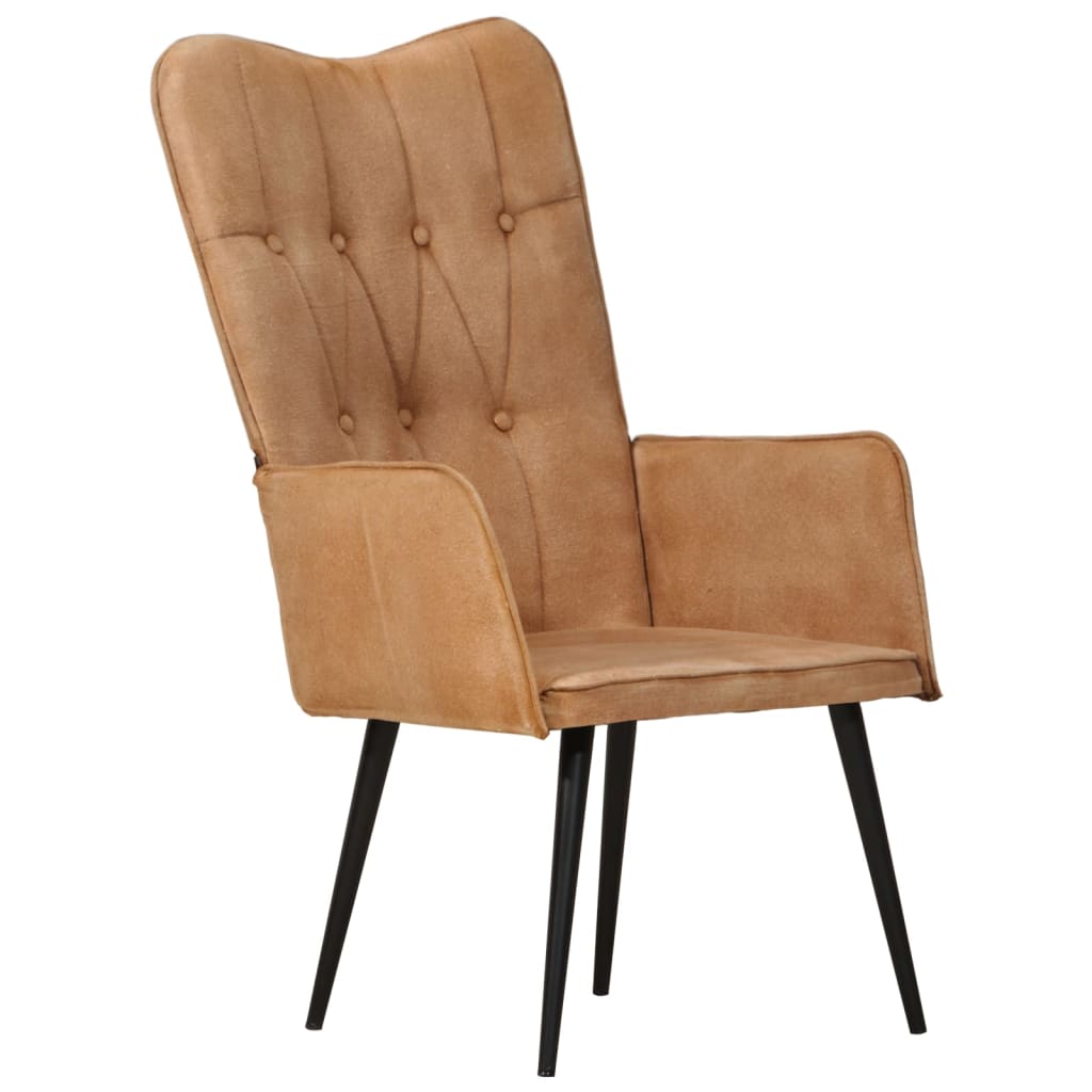 Sedia a Schienale Alto Marrone in Tela - homemem39