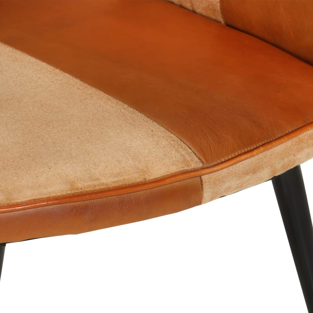 Poltrona Wingback Marrone e Bianca in Vera Pelle - homemem39