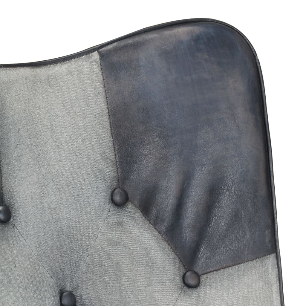 Poltrona Wingback Grigia in Vera Pelle - homemem39