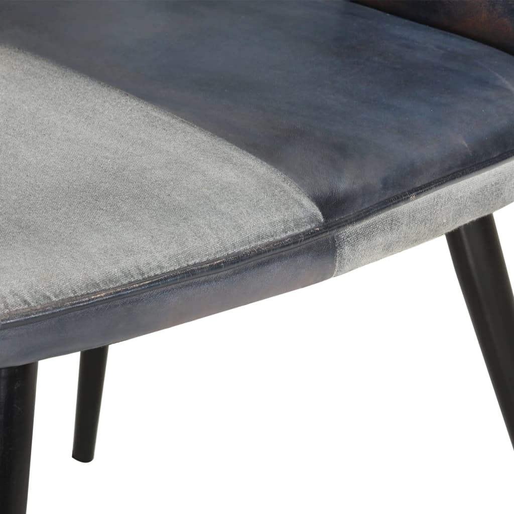 Poltrona Wingback Grigia in Vera Pelle - homemem39