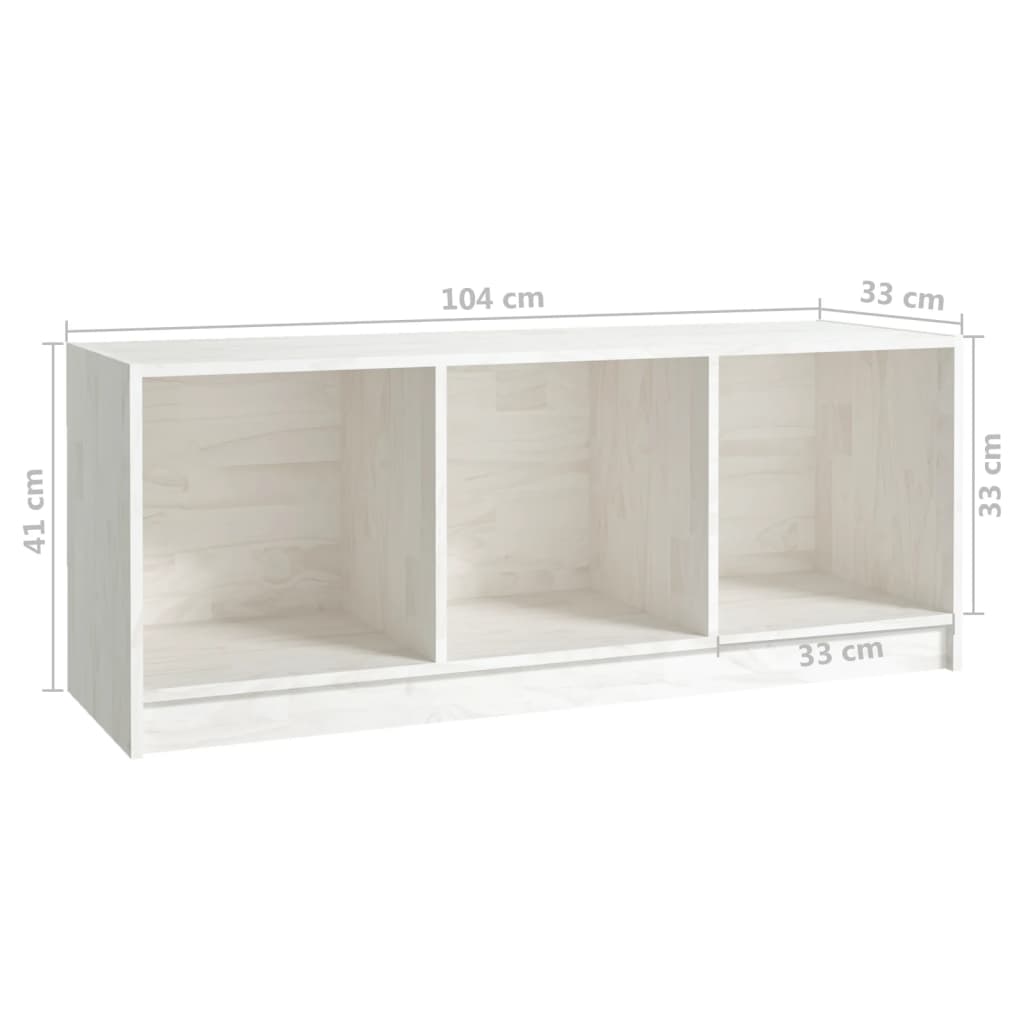 Mobile Porta TV Bianco 104x33x41 cm in Legno Massello di Pino | homemem39
