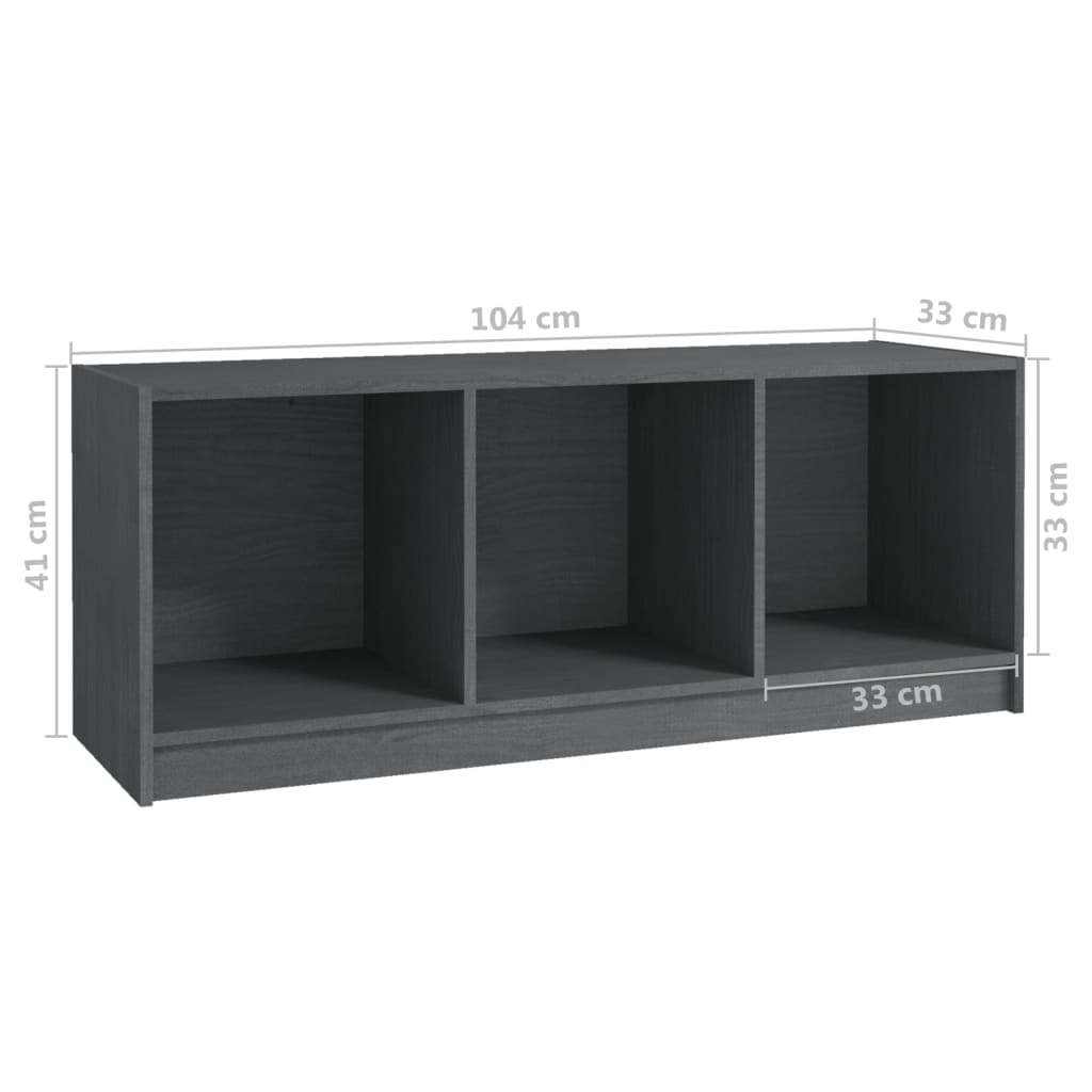 Mobile Porta TV Grigio 104x33x41 cm in Legno Massello di Pino | homemem39