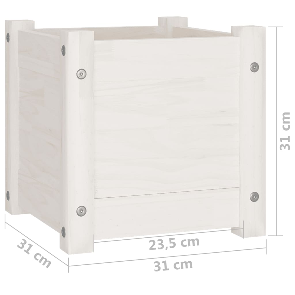 Fioriera da Giardino Bianca 31x31x31 cm Legno Massello di Pino | homemem39
