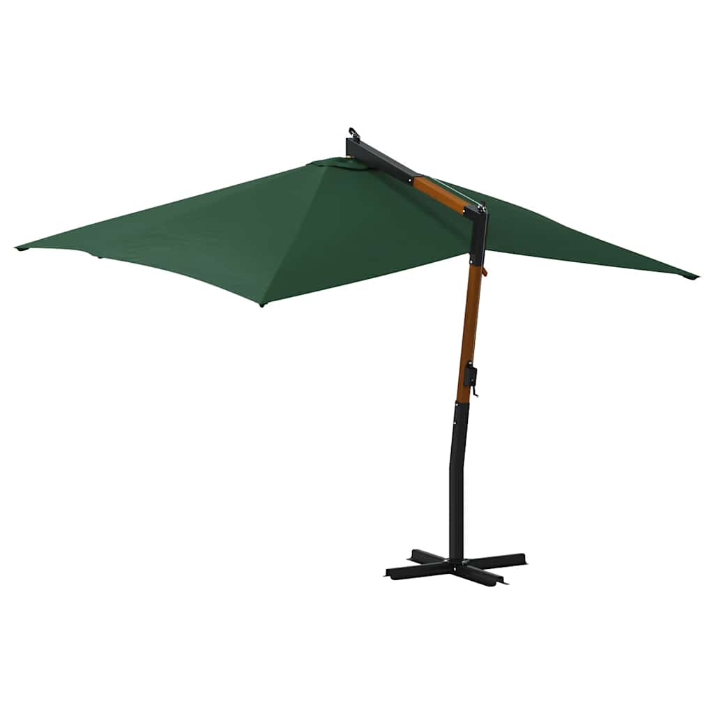 Ombrellone a Sbalzo da Giardino Palo in Legno 400x300 cm Verde - homemem39