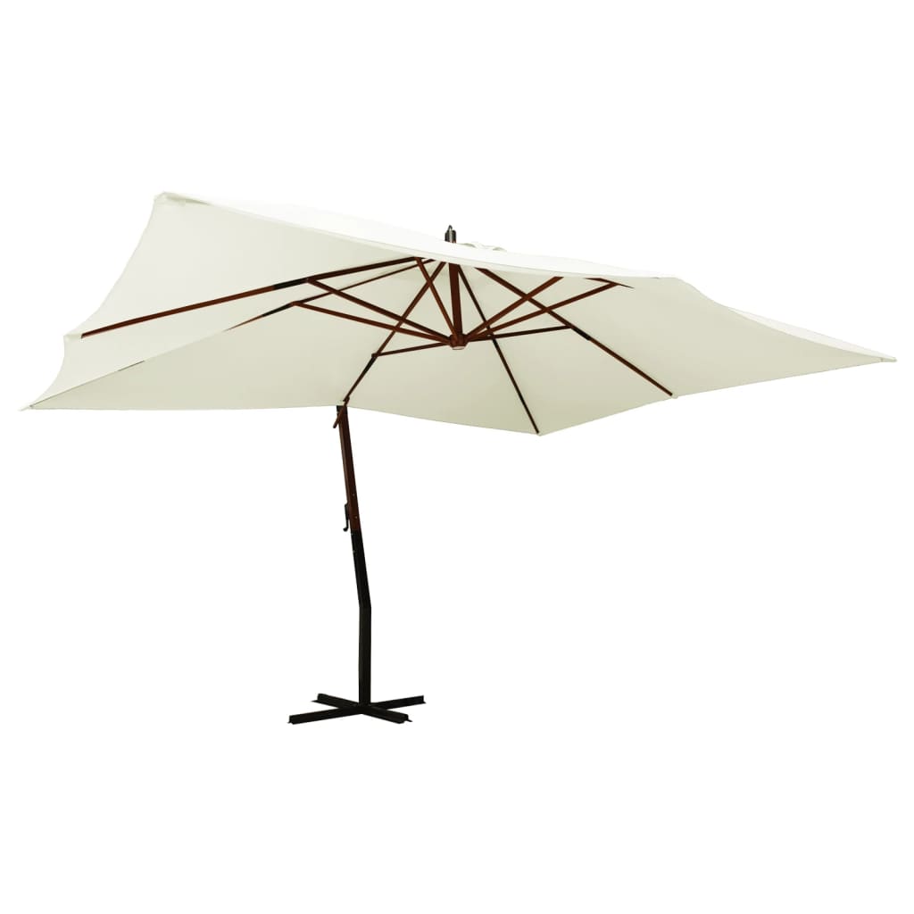 Ombrellone a Sbalzo da Giardino Palo in Legno 400x300 cm Sabbia - homemem39