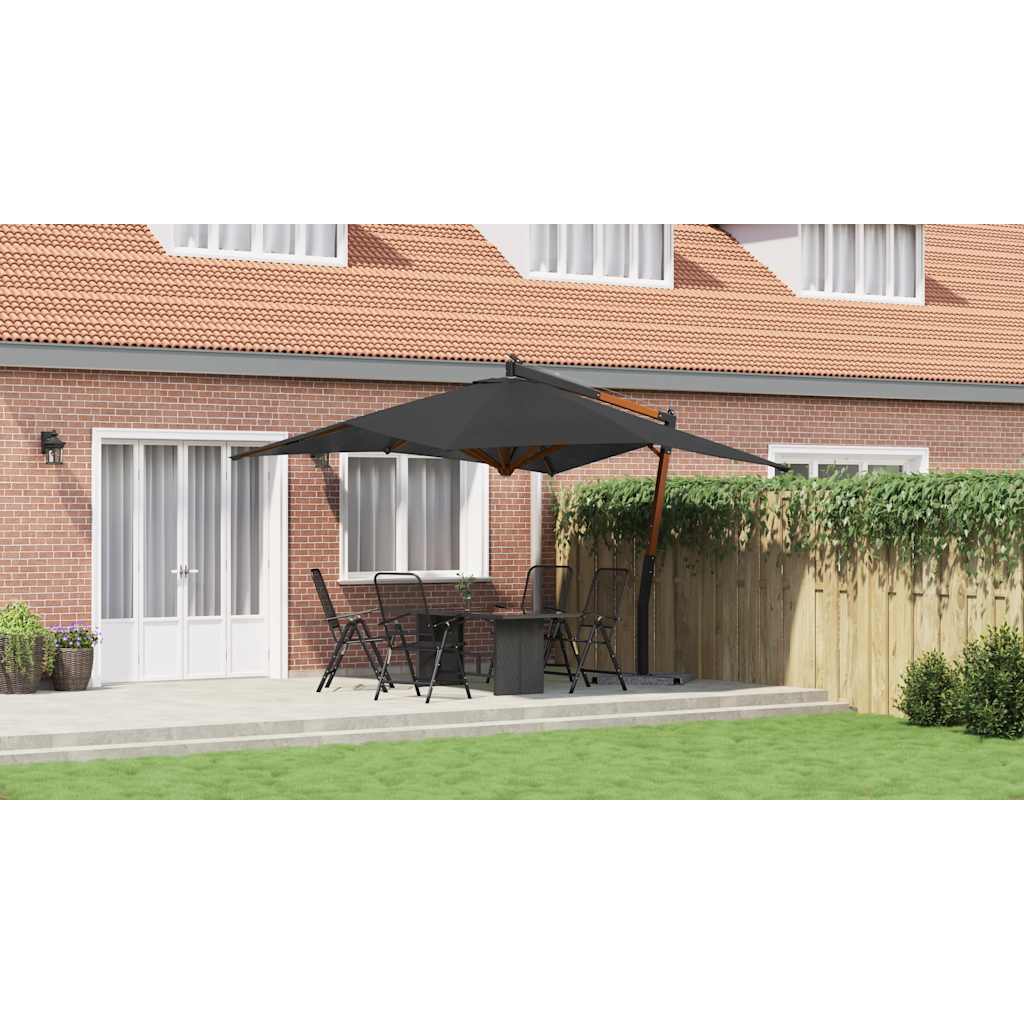 Ombrellone a Sbalzo con Palo in Legno 400x300 cm Antracite - homemem39
