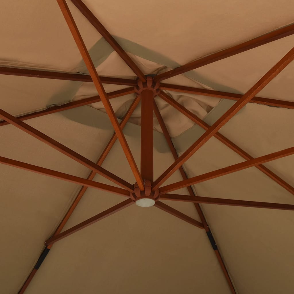 Ombrellone a Sbalzo con Palo in Legno 400x300 cm Tortora - homemem39
