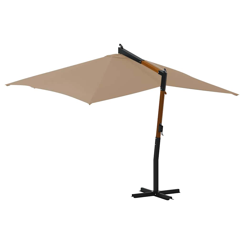 Ombrellone a Sbalzo con Palo in Legno 400x300 cm Tortora - homemem39