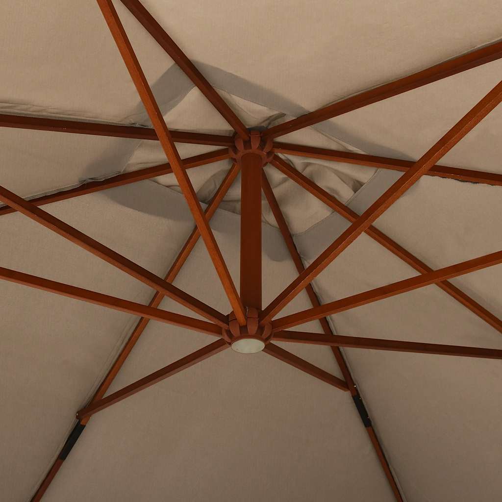 Ombrellone a Sbalzo con Palo in Legno 400x300 cm Tortora - homemem39