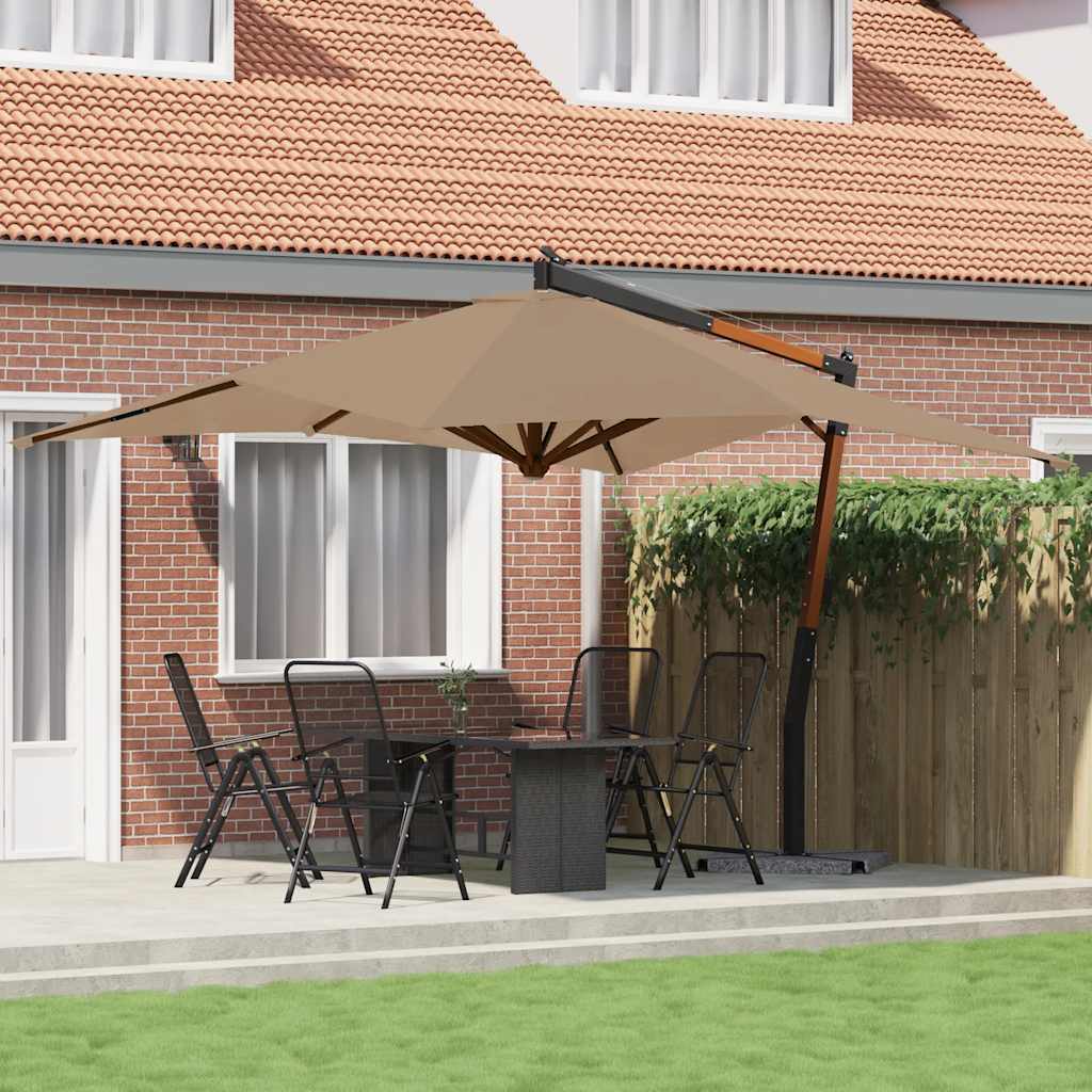 Ombrellone a Sbalzo con Palo in Legno 400x300 cm Tortora - homemem39