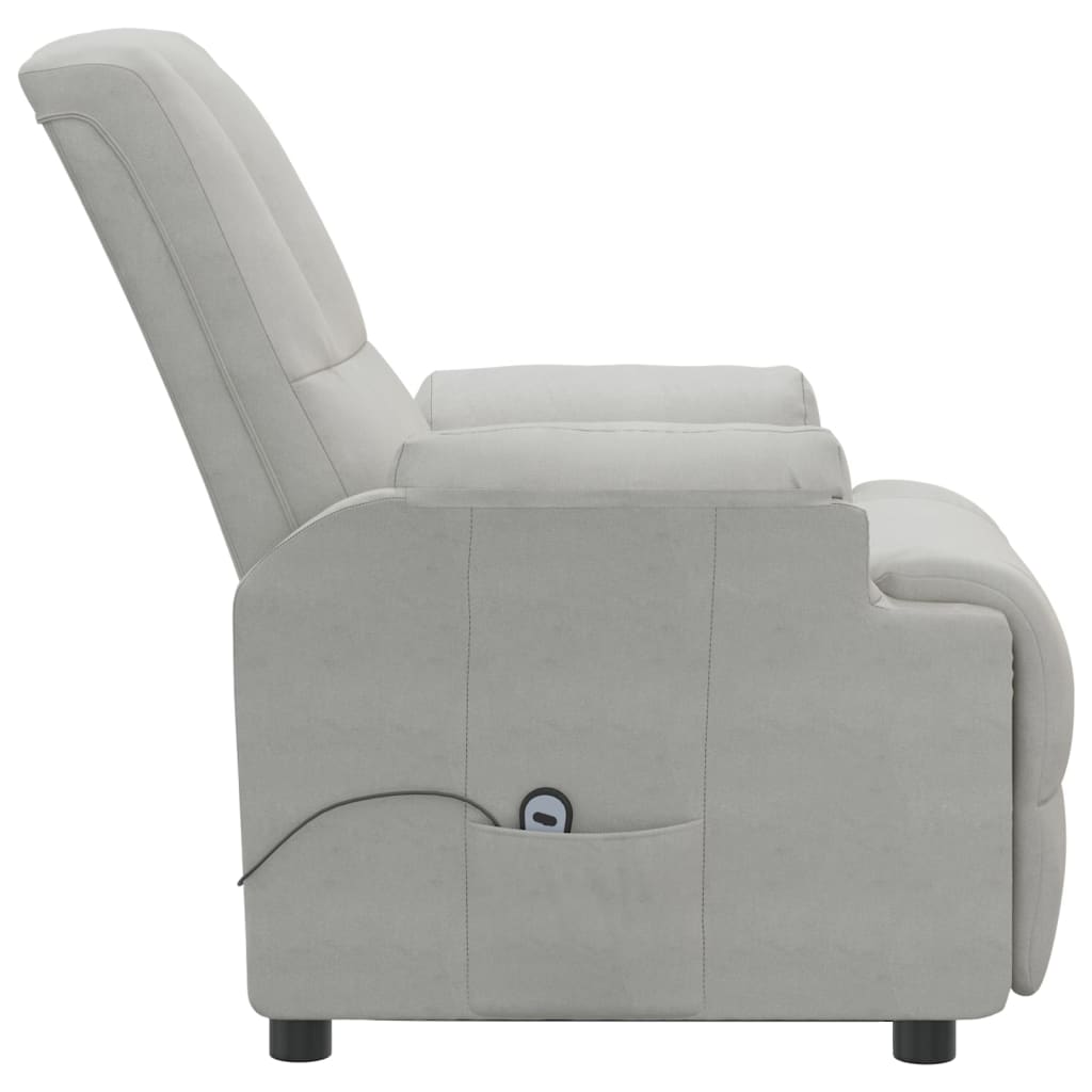 Poltrona Alzapersona Reclinabile Grigio Chiaro in Scamosciato