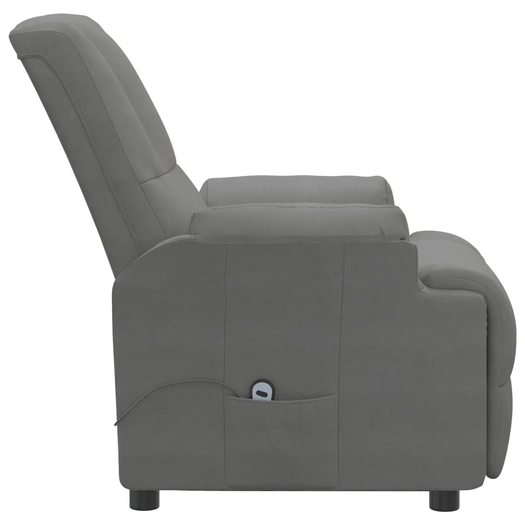 Poltrona Alzapersona Reclinabile Grigio Scuro in Scamosciato