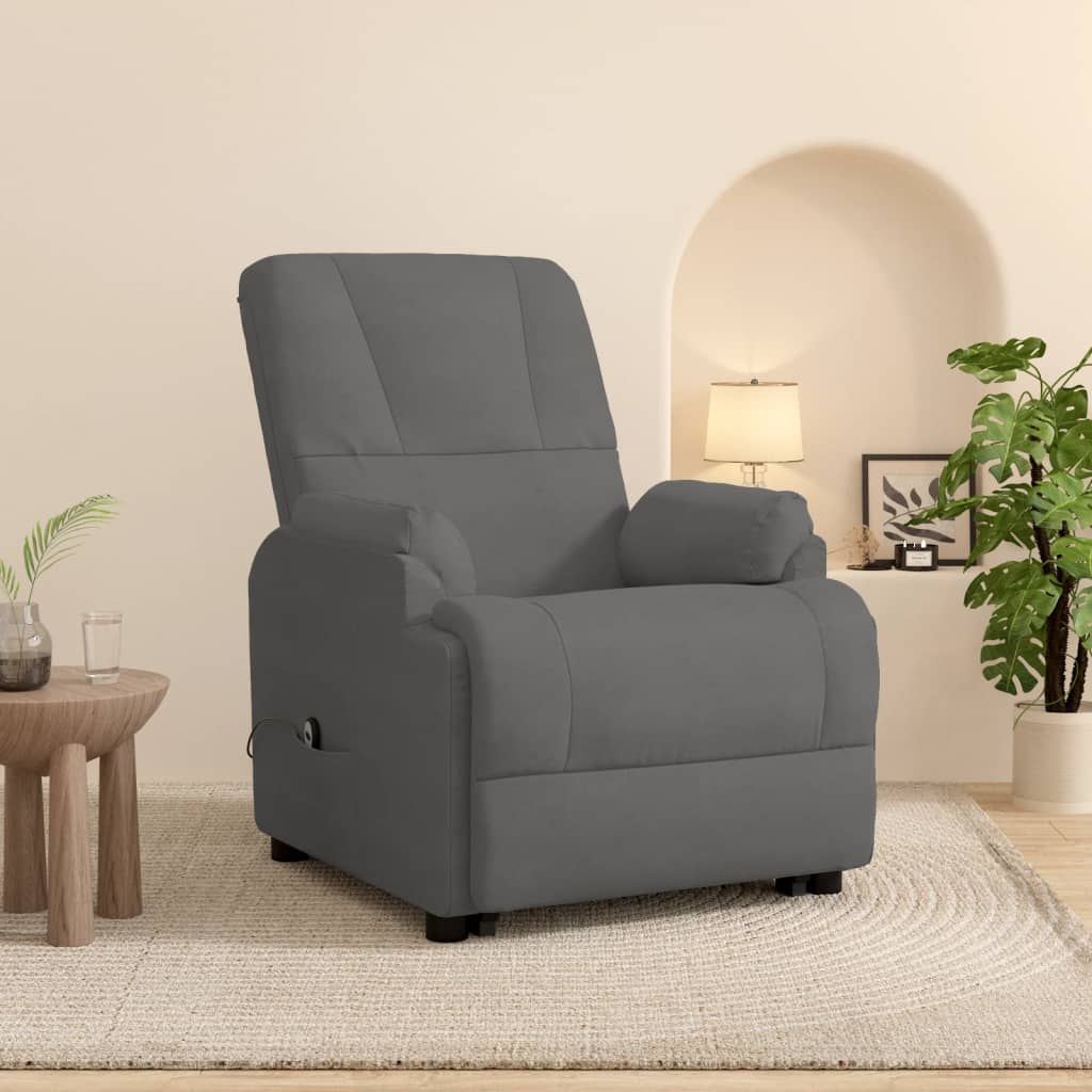 Poltrona Alzapersona Reclinabile Grigio Scuro in Scamosciato