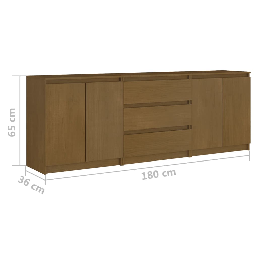 Credenza Marrone Ambra 180x36x65 cm in Legno Massello di Pino - homemem39