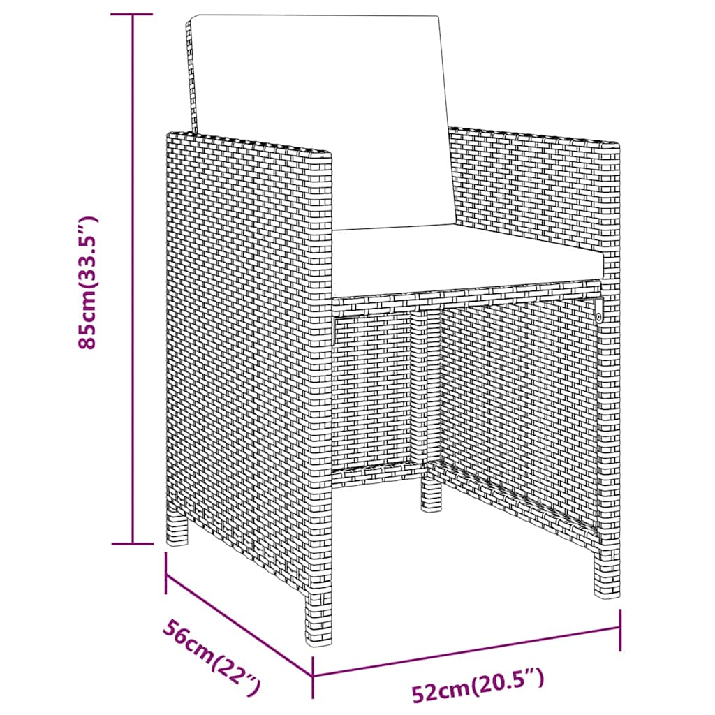 Set da Pranzo per Giardino 3 pz con Cuscini Beige | homemem39