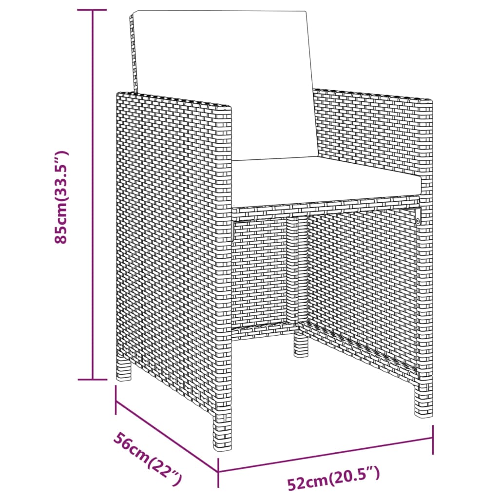 Set da Pranzo per Giardino 3 pz con Cuscini Grigio | homemem39
