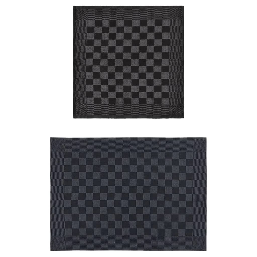 Set Strofinacci 10 pz in Cotone Nero e Grigio - homemem39