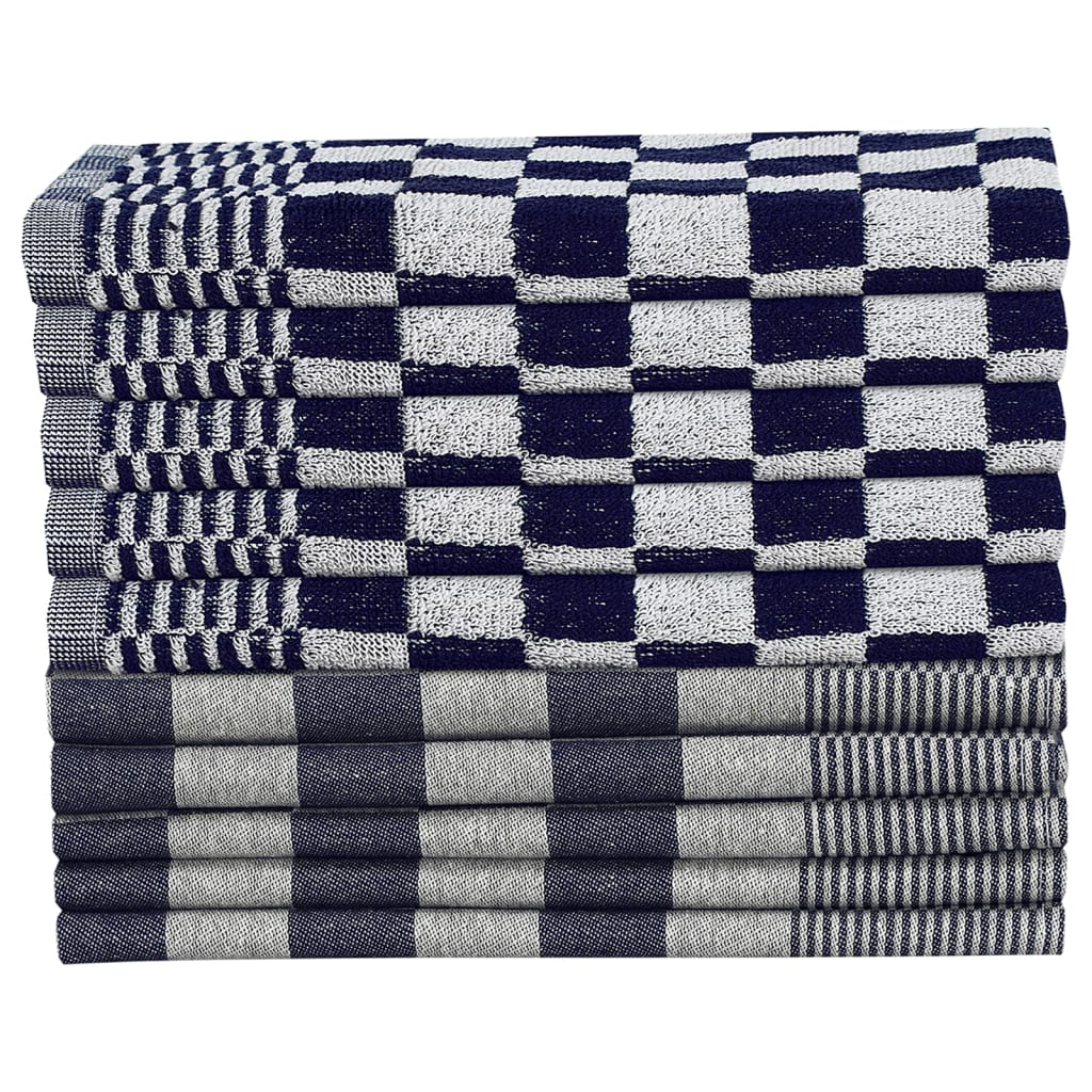 Set Strofinacci 10 pz in Cotone Blu e Bianco - homemem39