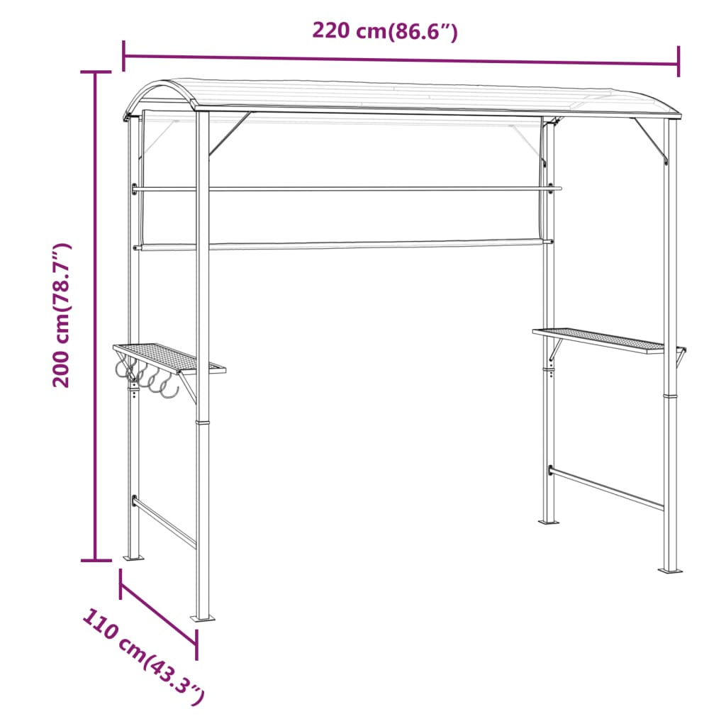 Gazebo con Tetto 220x110x200 cm Antracite | homemem39