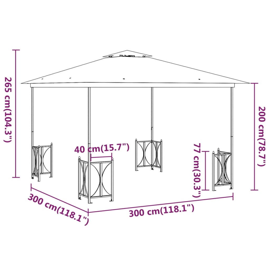 Gazebo con Teli Laterali e Doppio Tetto 3x3 m Antracite | homemem39