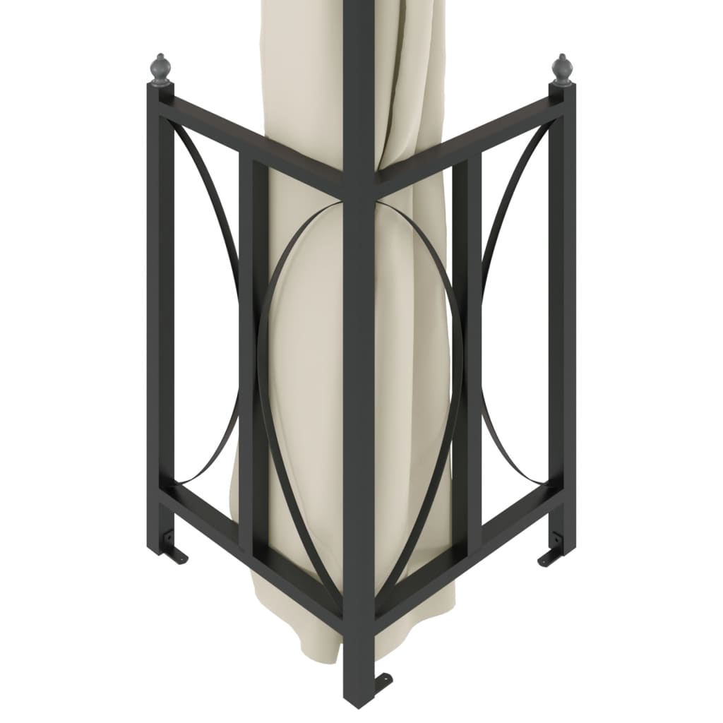Gazebo con Teli Laterali e Doppio Tetto 3x4 m Crema - homemem39