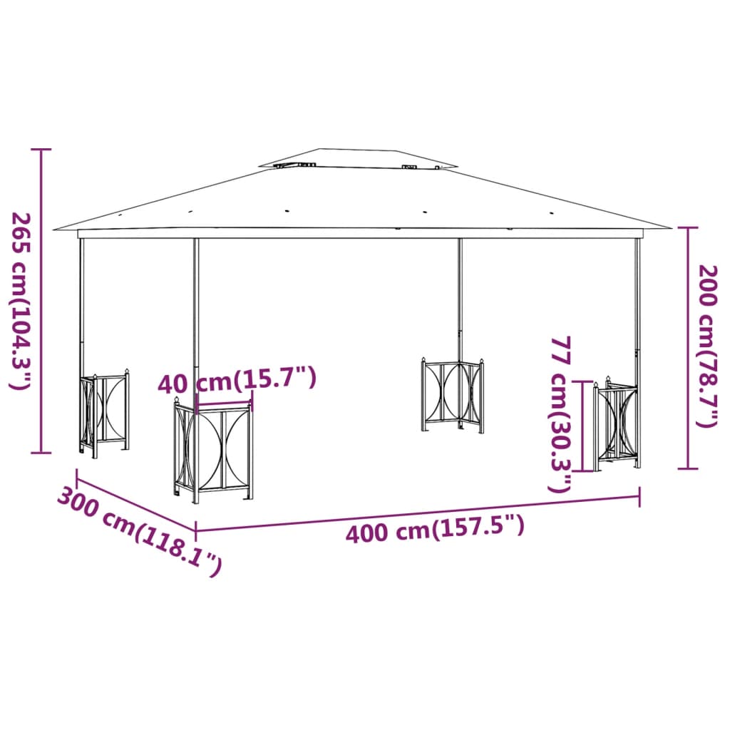 Gazebo con Teli Laterali e Doppio Tetto 3x4 m Crema | homemem39