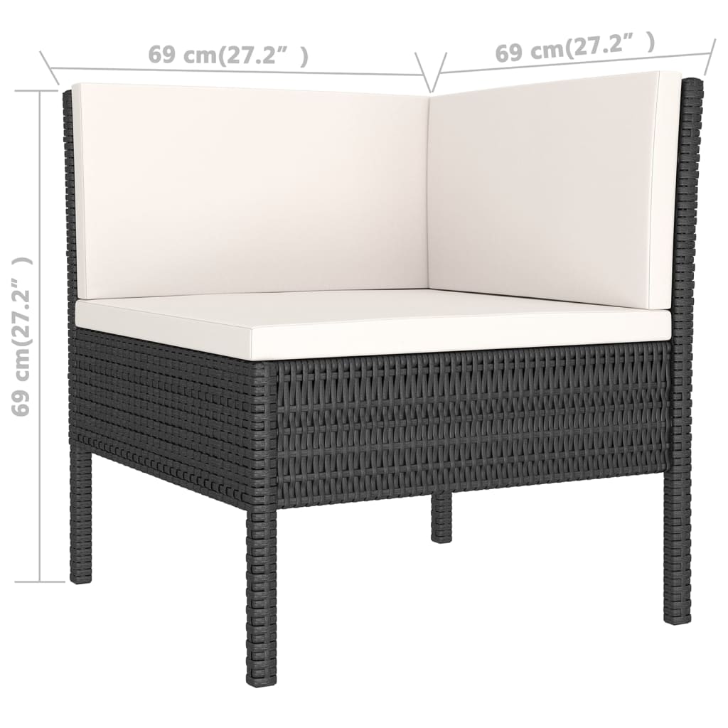 Set Divani da Giardino 11 pz con Cuscini in Polyrattan Nero | homemem39