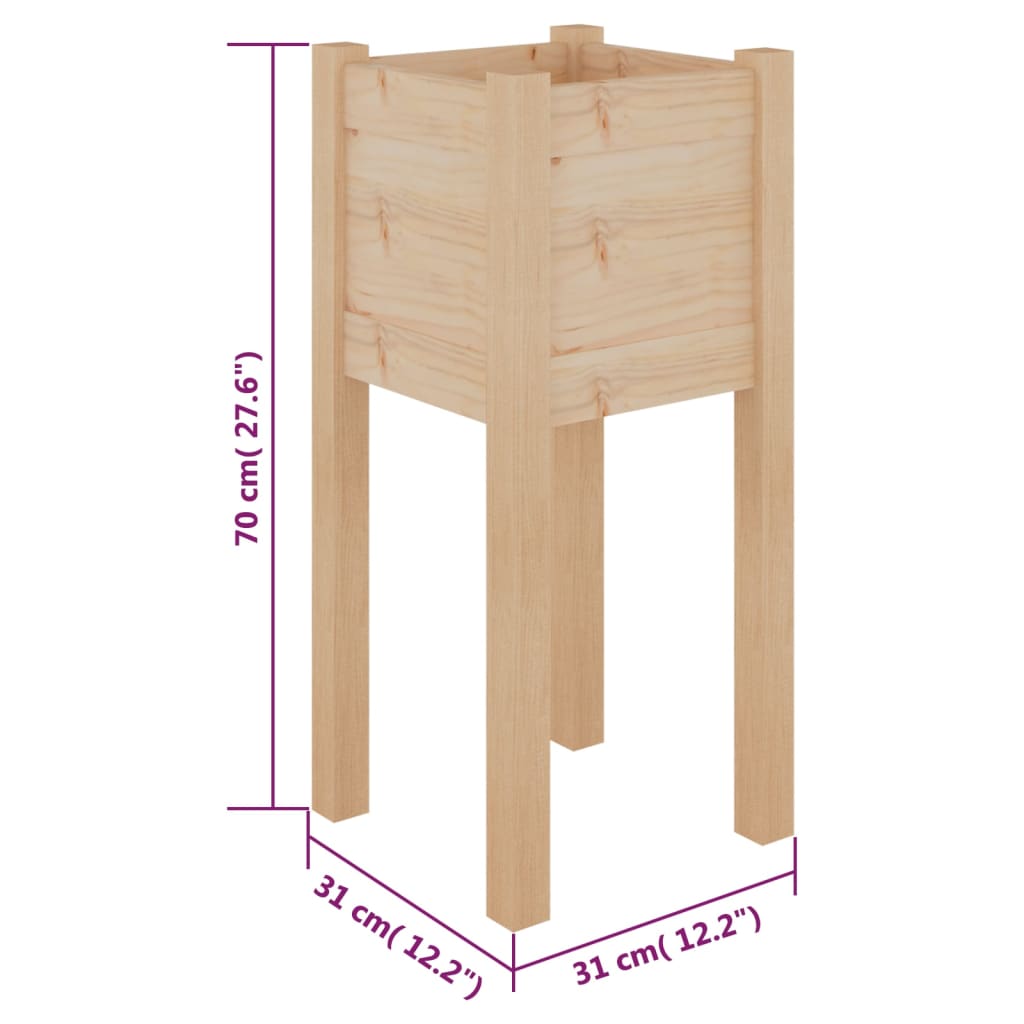 Fioriere da Giardino 2 pz 31x31x70 cm in Legno Massello di Pino - homemem39