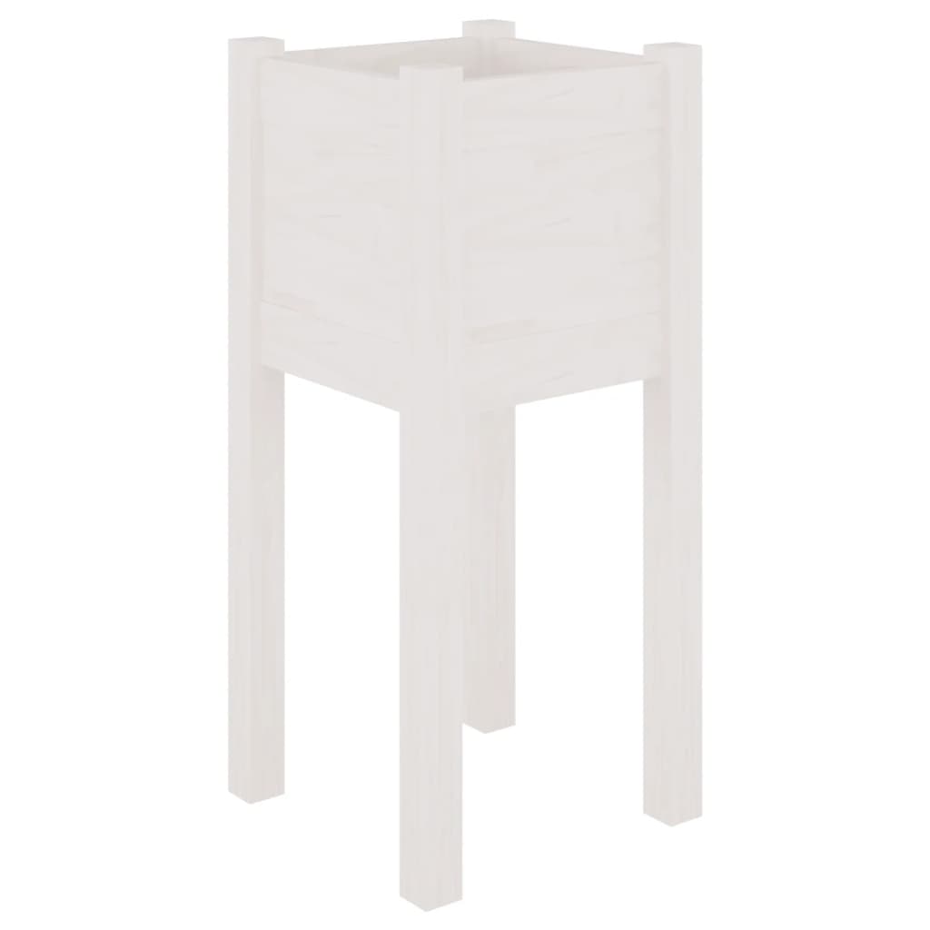 Fioriera da Giardino Bianca 31x31x70 cm Legno Massello di Pino - homemem39