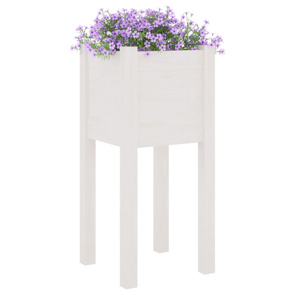 Fioriera da Giardino Bianca 31x31x70 cm Legno Massello di Pino - homemem39