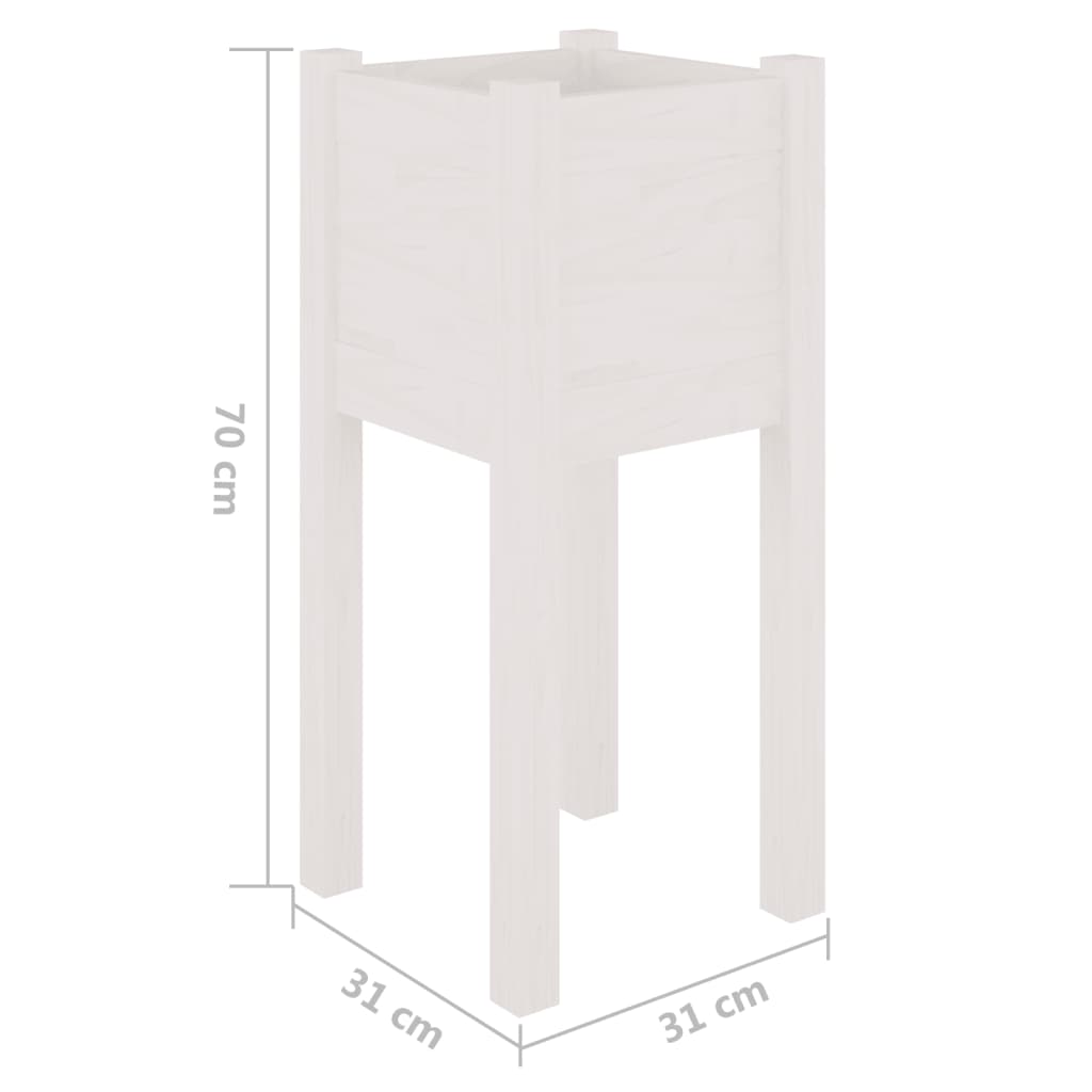 Fioriera da Giardino Bianca 31x31x70 cm Legno Massello di Pino - homemem39