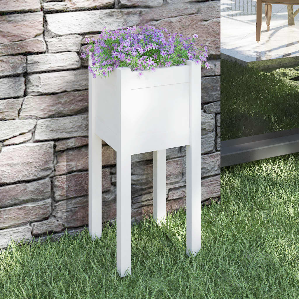 Fioriera da Giardino Bianca 31x31x70 cm Legno Massello di Pino - homemem39